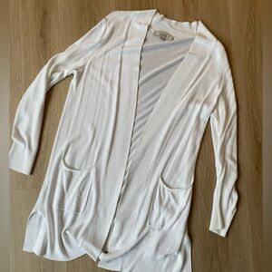 LOFT White Open-Front Cardigan